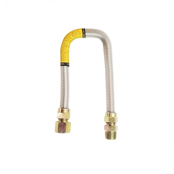 Thrifco Plumbing Stainless Steel Gas Flex -5/8 Inch O.D. x 1/2 Inch I.D. x 24 Inch Long with 3/4 Inch MIP 4400694 - main